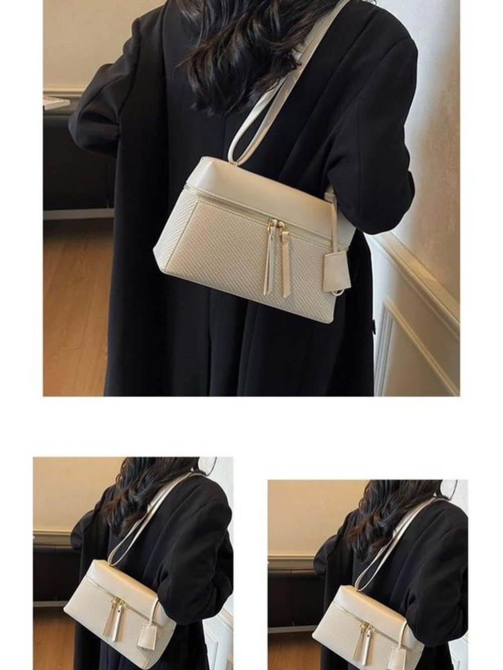 Women's Cream Textured Crossbody Vanity Bag 2-in-1 - Picture 5 of 5